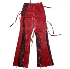 ZzSHOT フェイクレザー切り替えフレアパンツ y2k