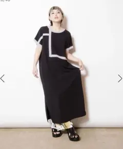 【OSMOSIS】ゆったりワンピ 前後2WAY Vネック　切替ワンピース