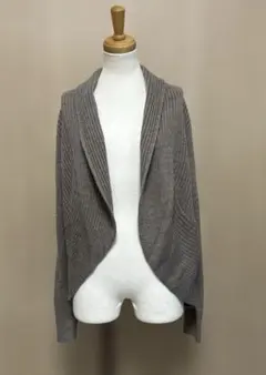 H&Mリブ編み茶グレー長袖カーディガンM