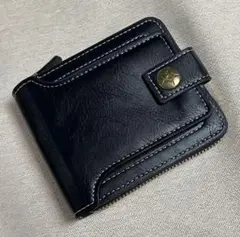 【新品】メンズ財布　メンズウォレット　ラウンドファスナー　二つ折り　ブラック