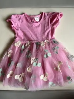 さくらんぼ　フリルワンピース　女の子　80cm　1歳 春秋