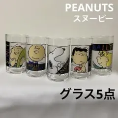 PEANUTS スヌーピー レトロ グラス コップ5点