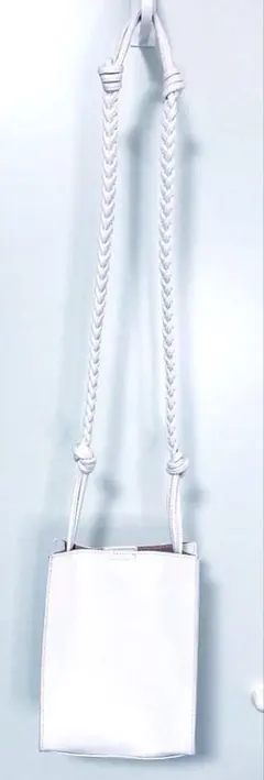 LBCホワイト編み込みストラップショルダーバッグ