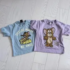 トムとジェリー サガラ刺繍 半袖 Tシャツ 105㎝ キッズ 紫と水色2枚セットのサムネイル
