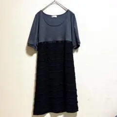 Oueue キラキラワンピース　スパンコール　ウエスト切り替え　M