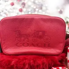 COACH 赤 レザー ショルダーバッグ