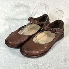 アシックス ORTHOTIC 本革 パンプス メリージェーン 茶 23.5cmのサムネイル