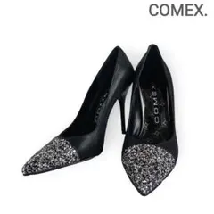 コメックス COMEX. パンプス 黒 ラメ ポインテッド グリッター