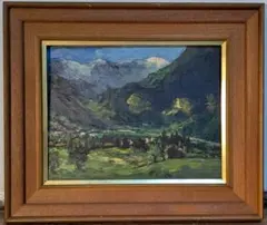 辻朗 油彩画 風景画 金色フレーム 穏やかな色合いが素敵な作品です