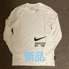 NIKE スウッシュロゴ 長袖カットソー Sサイズ　ホワイト　ブラックロゴ
