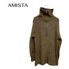 B0135AMISTAニットセータハーフジップアップタートルハイネック
