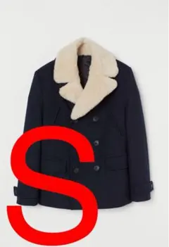 ネイビー ダブルブレスト ピーコート Sサイズ