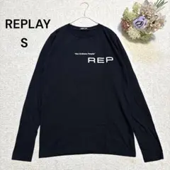 【リプレイREPLAY】ロゴプリント　ロンT　長袖Tシャツ　シンプル　黒　Sのサムネイル