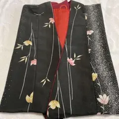 和装コート　黒　新品　花柄