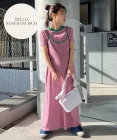 極美品 【HELLO.SANFRANCISCO】Tee付きボーダーキャミワンピ