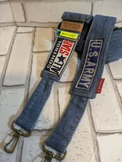 No.Q009 携帯アクセサリー　ショルダー紐　デニムリメイク　アメリカン　男前