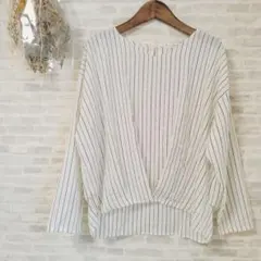 【グラシア】ブラウス　ストライプ　長袖　薄手　L