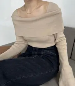 CAPRICIEUX LE'MAGE オフショル風スクエアニット