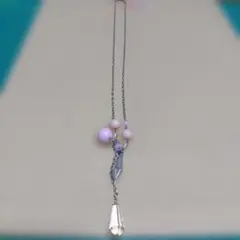 ピンクビーズクリスタルロングネックレス