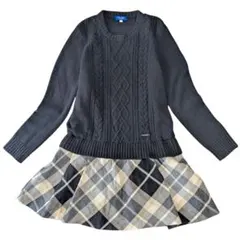 ブルーレーベルクレストブリッジ　ワンピース　ノバチェック　ケーブルニット　フレア