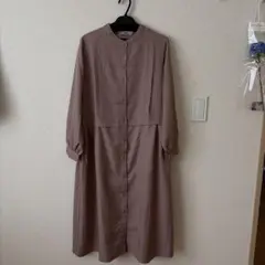 シャツワンピース 長袖 ピンク