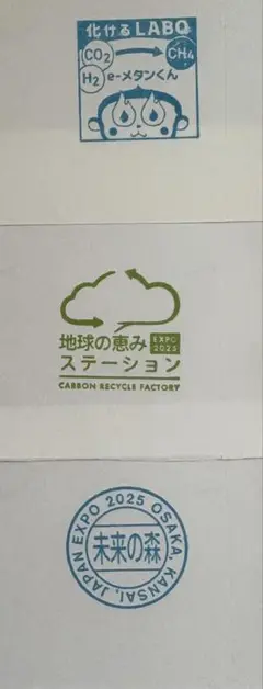 みらいの森　３種　スタンプ　大阪関西万博　万博郵便局より発送