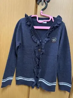 ダークグレー フリルカーディガン