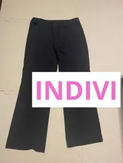 INDIVI ストライプパンツスーツ　ブラック