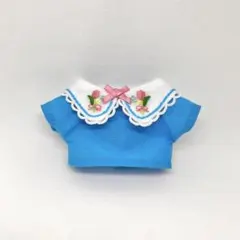 ぬい服　つけ襟とシャツのセット　（ピンク花束）　12〜14cmぬい