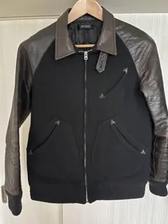RUDEGALLERY スタジャン（レザー茶.ウール黒）3 美品のサムネイル