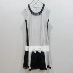 難あり★ノースリーブワンピース 【F】ラメ リボン フリンジ 派手かわ レトロ