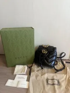 グッチ GGマーモント レザー バックパック/リュック ブラック