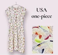 vintage ヴィンテージ ワンピース ドット 白 レトロ USA 海外古着のサムネイル