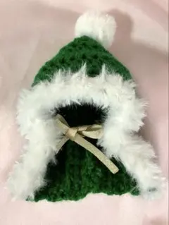 ぬいぐるみ用　ヘッドドレス　ボンネット　サンタ帽子　サンタマント　グリーン