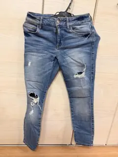 guess ライトブルー ダメージ加工 スキニーデニム