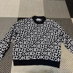 美品】 KENZO ロゴ 総柄 コットン サマーニット モノトーン長袖XSのサムネイル