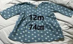 プチバトー　ベビー　ワンピース 12M 74㎝　ブルー　花柄