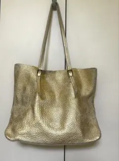 yujune ゴールド本革トートバッグ