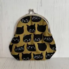 ハンドメイド★がま口・大サイズ【黒猫】