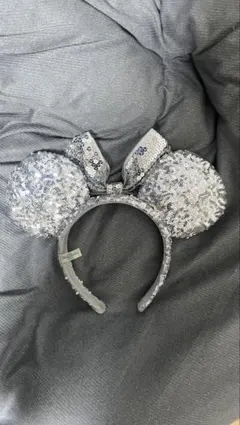 シルバー ミッキー耳カチューシャ