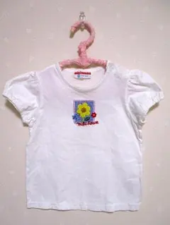 MIKI HOUSE 半袖Tシャツ ホワイト 90cm 花柄刺繍