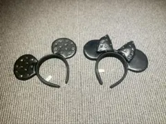 ディズニ カチューシャ レザー スタッズ ミッキー ミニー セット
