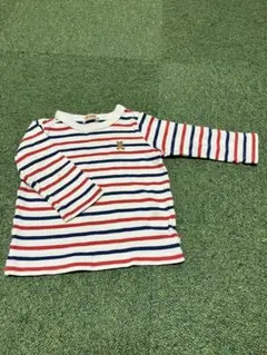 ミキハウス 赤青白ストライプ Tシャツ 80