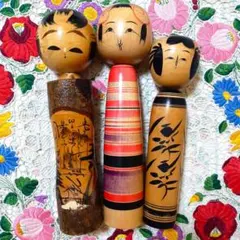 D-3【希少】伝統こけし 7体まとめ売り 作家物 銘あり 遠刈田 土湯 昭和