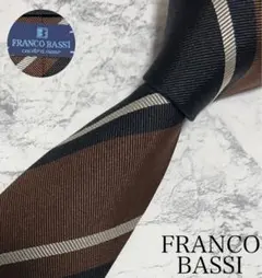 極美品 FRANCO BASSI ネクタイ レジメンタル 広沢
