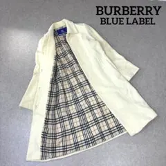 BURBERRY BLUE LABEL 内ノバチェック アンゴラ混 ウールコート