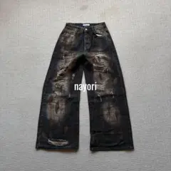 【即発】grunge damage buggy denim y2k