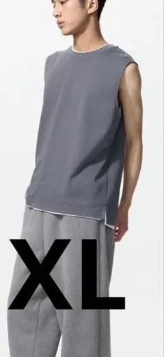 UNIQLO エアリズムコットンノースリーブTシャツXL グレイ