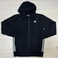 adidas ブラック フード付きパーカー M アディダス　フルジップパーカー