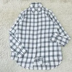 スティーブンアラン★美品★隠しボタンダウンカラーシャツ★二筋格子柄★白×紺